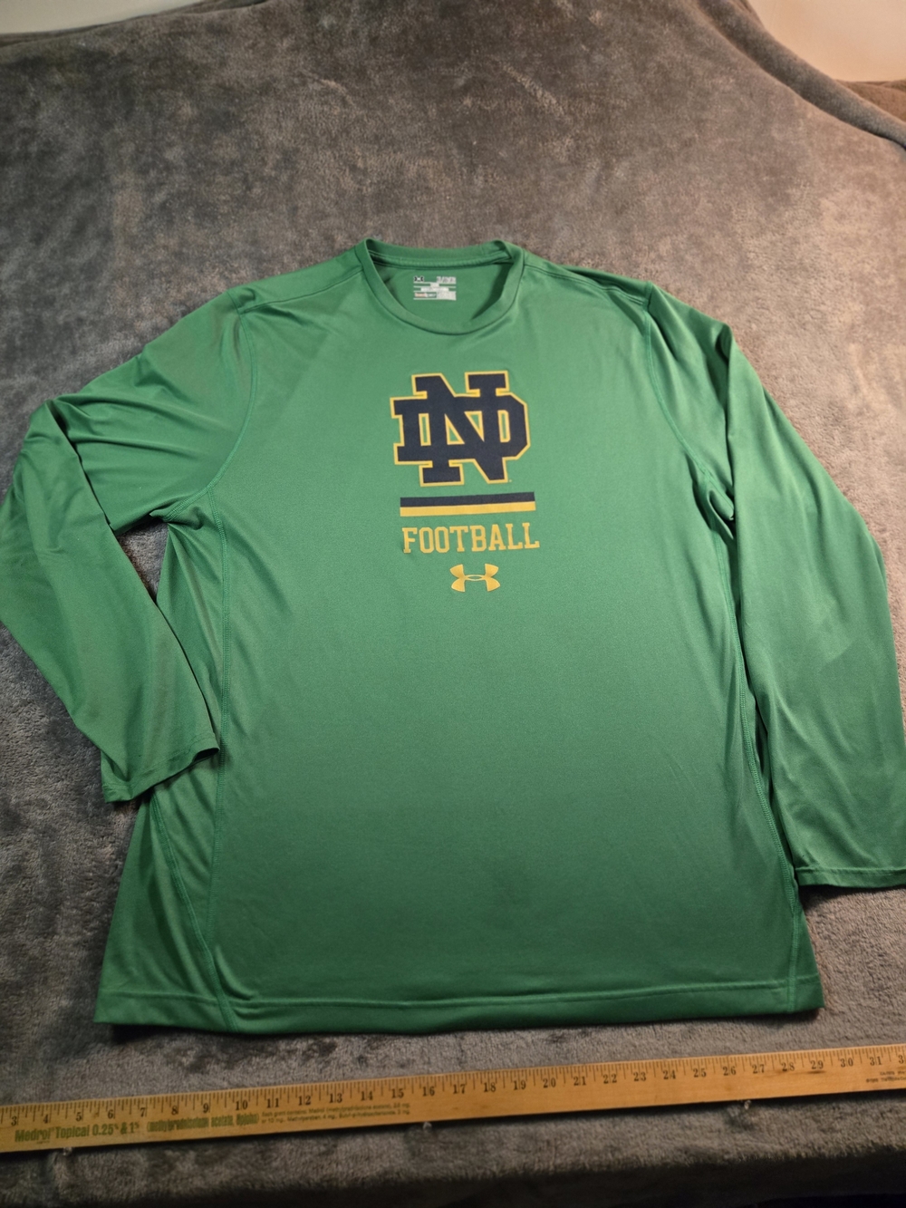 Under Armour Notre Dame Green Long-Sleeve Football Tee